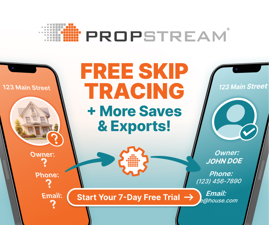 Get Free Skip Tracing and bundles of saves and exports with PropStream!